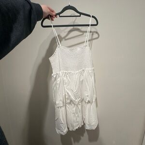 White Smocked + Bubble tier dress